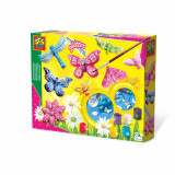 Kit creativ copii cu mulaj de lut si pictura cu accesorii incluse - Fluturi cu sclipici