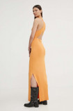 Gestuz rochie culoarea portocaliu, midi, mulata, 10909074