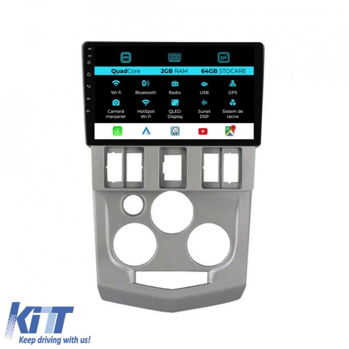 Navigatie Dedicata Dacia Logan 1 (2004-2008), 9Inch, 2Gb Ram, 64Gb Stocare, Carplay Performance AutoTuning