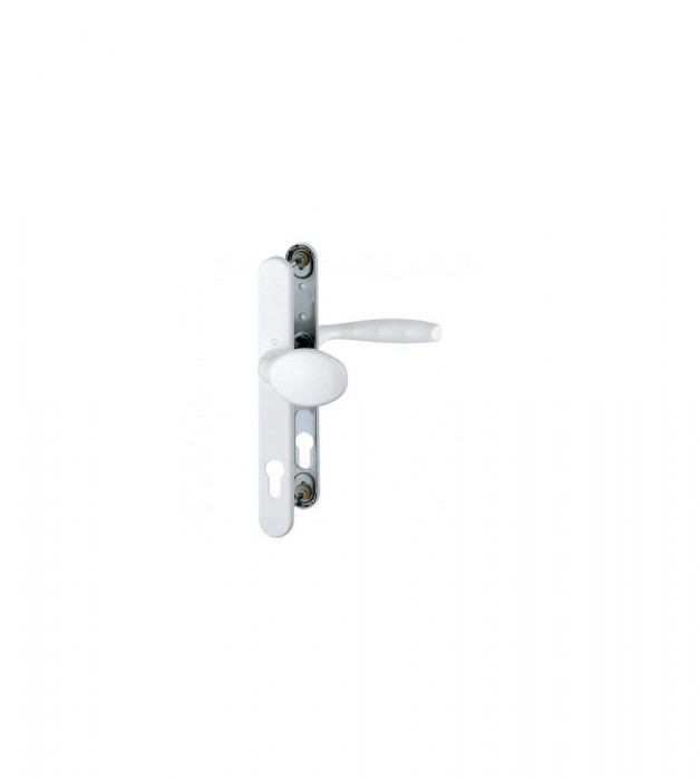 Maner usa exterior, Hoppe New York buton-maner cu sild pentru cilindru material aluminiu culoare alb, 92 x 30 mm