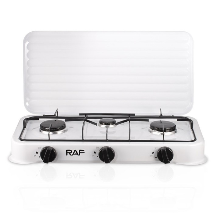 Aragaz/Plita pe gaz, RAF, cu 3 ochiuri, 2x2.2kWh, 1x1kWh, 30 mbar, otel carbon, Alb