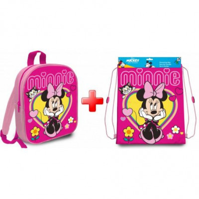 Set ghiozdan si geanta sport Minnie Mouse pentru gradinita foto