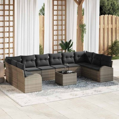 vidaXL Set de canapele pentru grădină 11 pcs Gri Rattan poli 3346229 foto