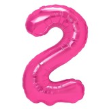 Balon din folie metalizata, flippy, figurina cifra, model 2, tema aniversare 100 cm, ambalaj individual, pai inclus, umflare cu aer sau heliu, roz