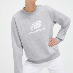 New Balance bluza femei, culoarea gri, cu imprimeu