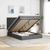Cumpara ieftin Cadru pat otoman cu saltea țesătură gri &icirc;nchis 140x200 cm