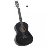 VidaXL Chitară clasică &icirc;ncepători, negru, 4/4 39&quot;, lemn de tei