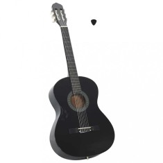 vidaXL Chitară clasică &icirc;ncepători, negru, 4/4 39&quot;, lemn de tei