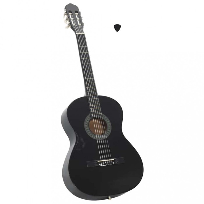 vidaXL Chitară clasică &icirc;ncepători, negru, 4/4 39&quot;, lemn de tei