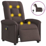 vidaXL Fotoliu electric de masaj rabatabil, maro &icirc;nchis, textil