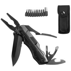 Briceag multifunctional DEPOX&reg;, Outdoor Comando, otel inoxidabil, 17 functii, 24 cm, negru, husa inclusa