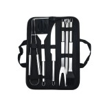 Set 9 ustensile pentru gratar, flippy, din otel inoxidabil, geanta oxford, argintiu