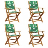 Cumpara ieftin Scaune pliante 4 buc. Material textil verde si lemn masiv