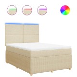 Cumpara ieftin Pat box spring cu saltea, crem, 140x200 cm, textil