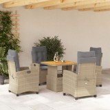 VidaXL Set mobilier de grădină cu perne, 5 piese, bej, poliratan