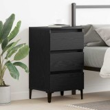 VidaXL Noptieră cu picioare metalice, stejar negru, 40x35x69 cm