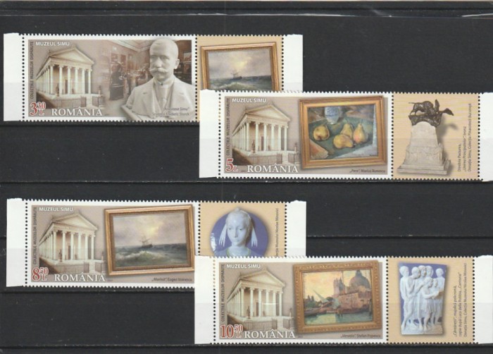 ROMANIA 2021 LP 2311 COLECTIILE MUZEELOR DISPARUTE SERIE CU VINIETA MNH NESTAMPILATA