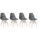 Set scaun stil scandinav, 4 bucati, lemn si PP, gri, max 125 kg, 46x50x82 cm GartenVIP DiyLine, Artool
