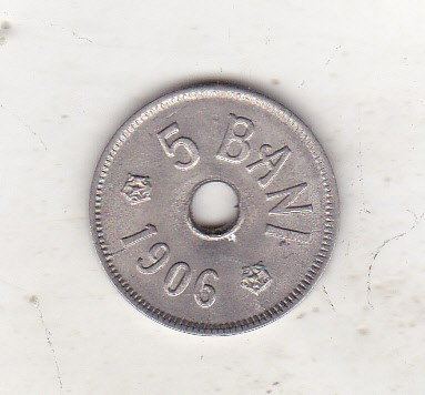 bnk mnd Romania 5 bani 1906 J - stare excelenta