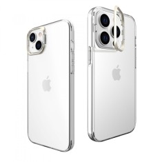 Husa de protectie pentru iPhone 14, cu suport metalic pentru camera, Bracket Series, Flippy, Protectie Antisoc, PC mat, silicon moale pe margini, Tran foto