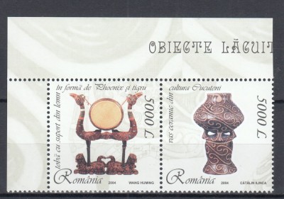 ROMANIA 2004 LP1658 EMISIUNE COMUNA ROMANIA-CHINA OBIECTE LACUITE SERIE MNH foto