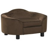 VidaXL Canapea pentru c&acirc;ini, maro, 67x47x36 cm, pluș