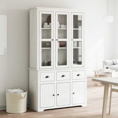 vidaXL Dulap &amp;Icirc;nalt &amp;quot;BODO&amp;quot;, alb, 115,5x43x200,5 cm, lemn masiv de pin 3206451 foto