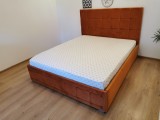 Pat Tapitat Regal 160 cm x 200 cm Caramiziu din Stofa fara saltea