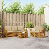 vidaXL Seturi de canapele 6 pcs Natural și Bej Lemn Solid de Acacia 3374363