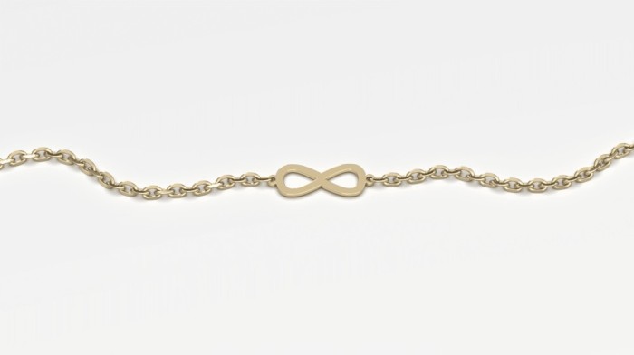 Bratara din aur galben de 14K model infinit cu lant