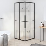 Cabină Duș vidaXL 70x70x180cm, Negru, Sticlă ESG Semimată, Colț