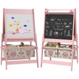 AIYAPLAY Tablă de Scris 3 &Icirc;n-1 pentru Copii 3-8 Ani din Lemn, 54x46,5x93 cm, Roz | Aosom Romania