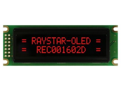 Afișaj OLED alfanumeric 16x2 RAYSTAR OPTRONICS 85x30x10mm roșu PIN 14 foto