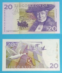 Suedia 20 Kronor 2001 &amp;#039;Selma Lagerlof&amp;#039; aUNC serie: 1611150247 p#63 foto
