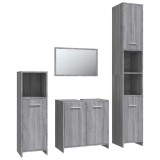 Cumpara ieftin Set mobilier de baie, 4 piese, gri sonoma, lemn prelucrat