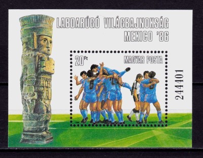 ✅ ( C33) 1986 Ungaria &amp;quot;C.M Fotbal Mexico &amp;#039;86 &amp;quot; ,bloc 183A , MNH foto