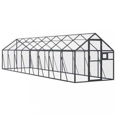 Voliera de pasari, antracit, 1,79x8x1,85 m, aluminiu foto
