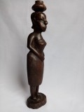 Statueta abanos, arta africana, femeie cu vas pe cap 32cm. inaltime