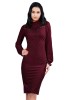 Rochie Eleganta Burgundy Maneca Lunga XXL 3XL Rochie de Zi cu Elastic Fabricat in Romania
