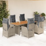 vidaXL Set mobilier de grădină cu perne, 7 piese, gri, poliratan 3213142
