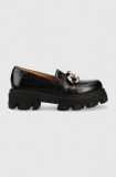 Charles Footwear mocasini de piele Mey femei, culoarea negru, cu platforma, Mey.Loafer