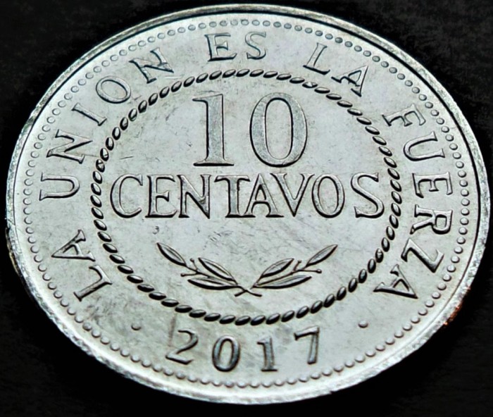 Moneda exotica 10 CENTAVOS - BOLIVIA, anul 2017 * cod 5135