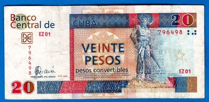 (2) BANCNOTA CUBA - 20 PESOS CONVERTIBLES 2006 - VALOARE NOMINALA MARE