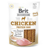 Brit Jerky Chicken Protein Bar, recompense c&acirc;ini, Batoane proteice Pui, 80g