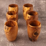 Set 6 buc pahare apă din lemn de măslin