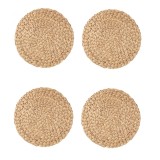 Set 4 buc, Suport pentru farfurie, din zambila de apa, 37cm, rotund, maro, Oem