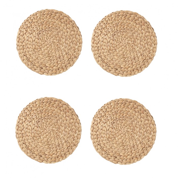 Set 4 buc, Suport pentru farfurie, din zambila de apa, 37cm, rotund, maro