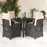vidaXL Set mobilier de grădină cu perne, 5 piese, negru, poliratan 3212628