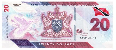 Trinidad &amp;amp; Tobago 20 Dolari 2020 Polimer Seria 013054 foto