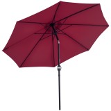 Outsunny Umbrelă de Grădină &Icirc;nclinabilă pe 3 Unghiuri cu Manivelă, &Oslash;265x240 cm, Roșu | Aosom Romania